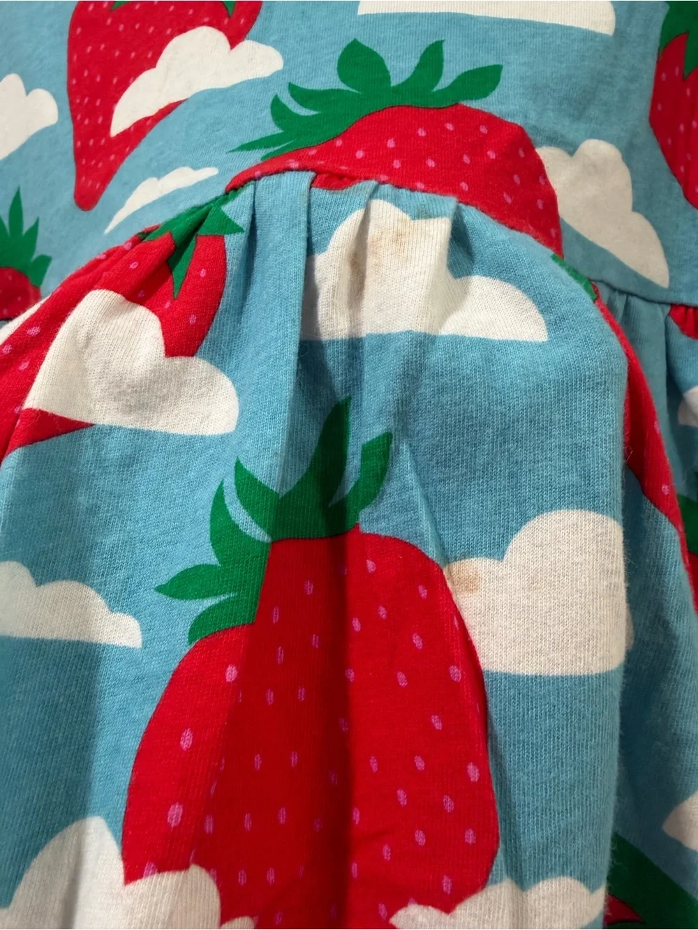 Mini Boden Girls Strawberrry cloud sky graphic Swing Dress Size 9-10 Y